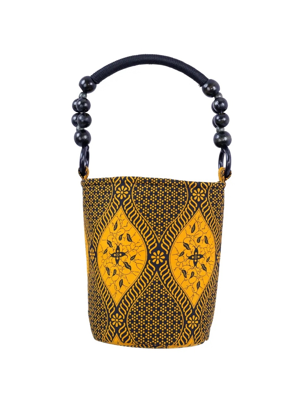 Handcrafted Yellow & Black Patterned Bucket Bag